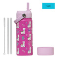 Llama Print Stainless Steel Kids Water Bottle with Straw