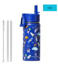 Space Explorer Stainless Steel Kids Water Bottle with Straw