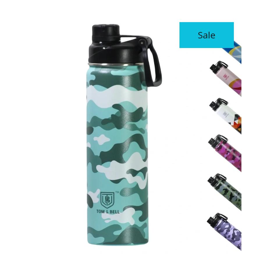 Tom & Bell Stainless Steel Insulated Water Bottle - Green Camo