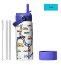 Tom & Bell Kids Insulated Water Bottle with Straw - Busy Streets