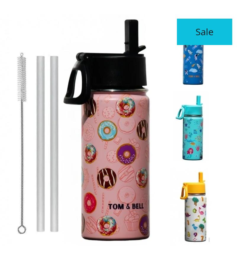 Kids Insulated Water Bottle with Straw - Sweet Donuts