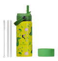 Kids Insulated Water Bottle with Straw - Happy Dinosaurs