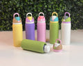 Pastel Multi-Color Kids Insulated Water Bottles with Built-in Straw Lids
