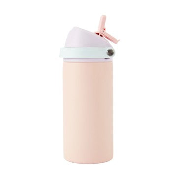 Pastel Peach Compact Insulated Water Bottle with Flip-Up Straw