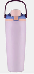 Pastel Pink Wide-Mouth Glass Water Bottle with Protective Geometric Sleeve