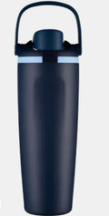 Navy Blue Matte Stainless Steel Water Bottle with Geometric Loop Cap