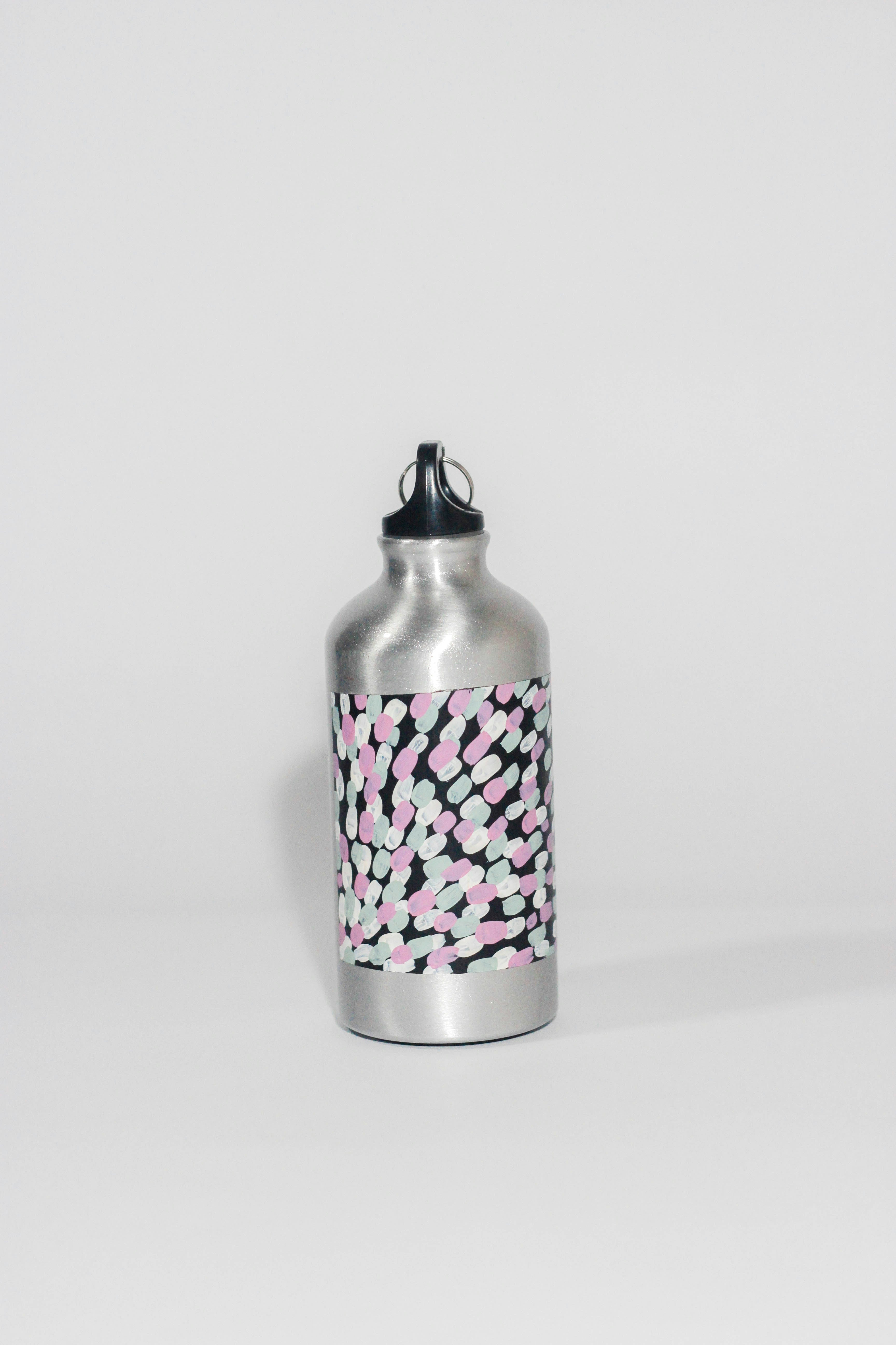 Lightweight Brushed Aluminum Water Bottle with Abstract Pastel Dots